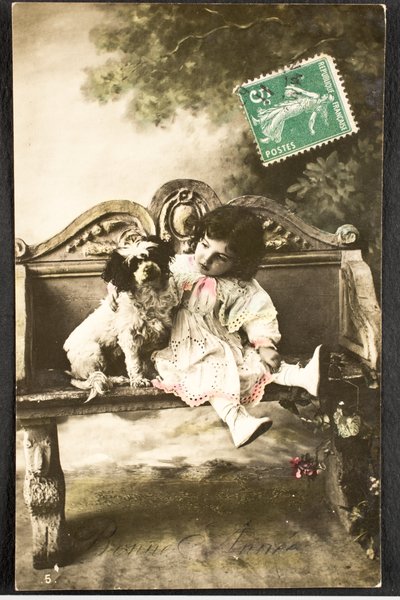 Cartão postal antigo/ Ano Novo Feliz/Desejo/Criança de Augustus Kollner