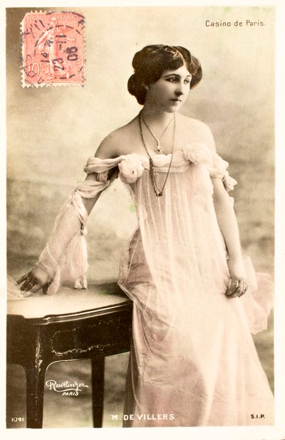 Antigo cartão postal/M de Villers/Actress/Casino de Paris de Augustus Kollner