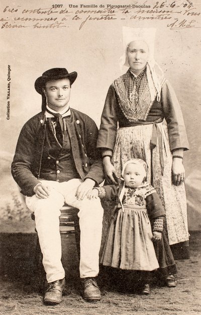 Cartão postal antigo/Plougastel Família Daoulas/Brittany/França de Augustus Kollner