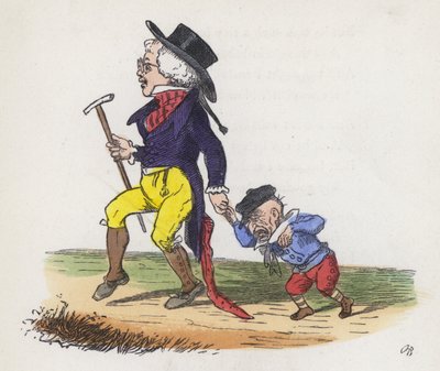 O sonho de um rapazinho com ele e o seu avô a trocar de lugar (gravura colorida) de Charles Henry (after) Bennett