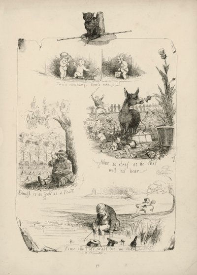 Página de Provérbios com imagens de Charles H Bennett de Charles Henry (after) Bennett