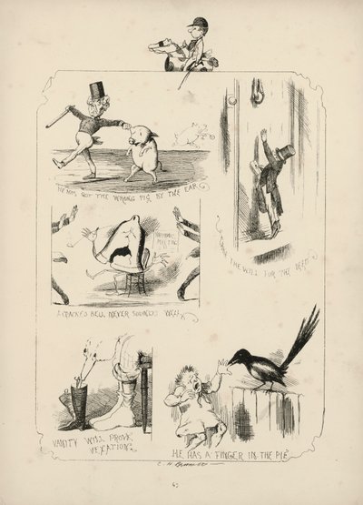Página de Provérbios com imagens de Charles H Bennett de Charles Henry (after) Bennett