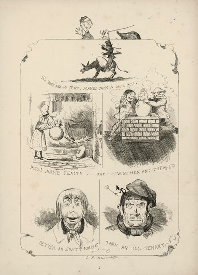 Página de Provérbios com imagens de Charles H Bennett de Charles Henry (after) Bennett