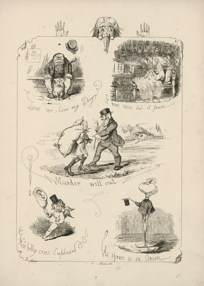 Página de Provérbios com imagens de Charles H Bennett de Charles Henry (after) Bennett