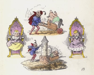 A Peruca Porquinho (gravura colorida) de Charles Henry (after) Bennett