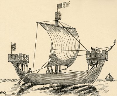 Um navio da época de Edward I. baseado no selo de Dover, 1284, 1931 de Charles Henry Bourne Quennell