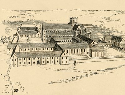 Exterior do mosteiro beneditino, 1931 de Charles Henry Bourne Quennell