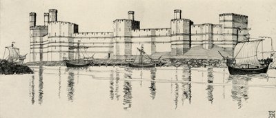 Exterior do Castelo de Caernarvon, Gales do Norte, 1931 de Charles Henry Bourne Quennell