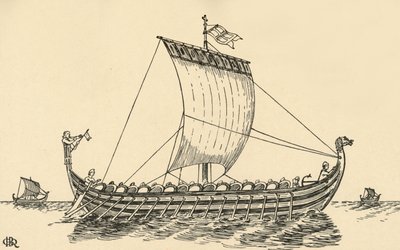 O navio normando baseado na tapeçaria de Bayeux, 1931 de Charles Henry Bourne Quennell