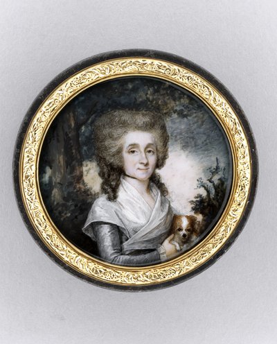 Caixa com Retrato de Mulher, c.1785 (aquarela em marfim, dourado, carapaça de tartaruga e vidro) de Charles Hénard