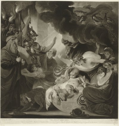 Hércules estrangula as duas serpentes em seu berço de Charles Howard Hodges