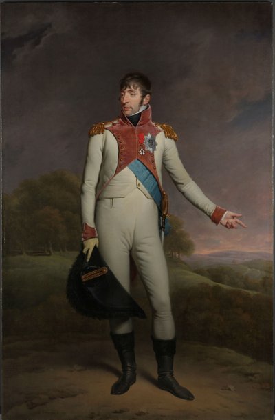 Retrato de Luís Napoleão, rei da Holanda Luís Napoleão (1778-1846), rei da Holanda de 1806 a 1810, com uniforme de salva-vidas a pé, decorado com a Grã-Cruz da Ordem Real da União da Holanda e a Cruz de Oficiais da L. de Charles Howard Hodges