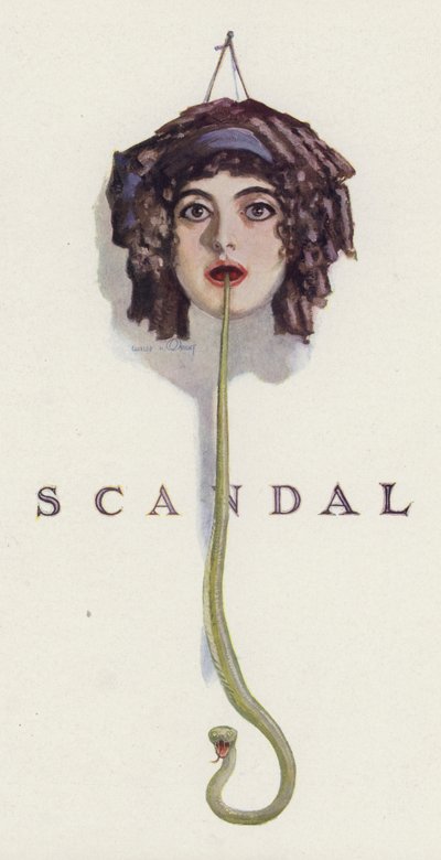 Escândalo: cobra que sai da boca de uma mulher (cor litho) de Charles Hubbard Wright