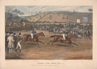 Um de um conjunto de quatro: Leamington Grand Steeple Chase ... 1837. Prato 4. Marqs de Waterford em Monarch ... de Charles Hunt