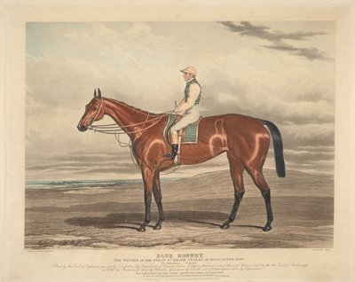 Corridas: Blue Bonnet. O vencedor das grandes St. Leger Stakes em Doncaster em 1842 de Charles Hunt