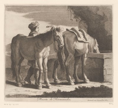 Cavalos para beber
Masete de Normandie (título sobre o objecto)
Série animal (título da série) de Charles II Errard (attributed to)