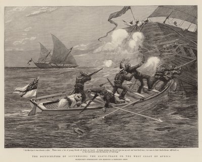 As Dificuldades da Supressão do Comércio de Escravos na Costa Oeste de África (gravura) de Charles J. (after) Staniland