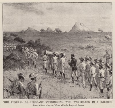 O Funeral do Sargento Warringham, que foi morto numa escaramuça (gravura) de Charles J. (after) Staniland