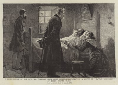 Uma reminiscência do falecido chefe da secretaria irlandesa do sr. Forster, visitando uma vítima do capitão luar em Tulla, Condado de Clare de Charles J. Staniland