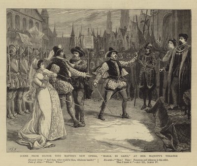 Cena da nova ópera do Signor Tito Mattei, Maria Di Gand, no Teatro de Sua Majestade de Charles J. Staniland