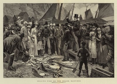 Vendendo peixes na praia, Hastings de Charles J. Staniland