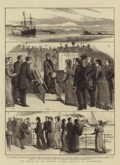 O retorno da imperatriz Eugenie, chegada a Southampton de Charles J. Staniland