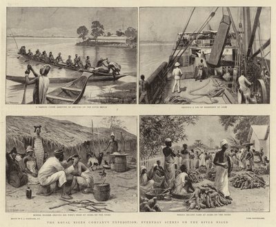Expedição da Companhia Real do Níger, cenas cotidianas no rio Níger de Charles J. Staniland