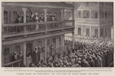 Zanzibar antes do bombardeio, o final de Hamid Bin Thwain abençoando o povo de Charles J. Staniland