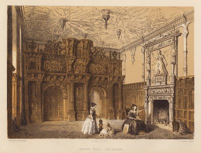 Crewe Hall, Cheshire (água-tinta) de Charles James Richardson