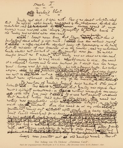 Manuscrito de Um Conto de Natal de Charles Dickens (litografia) de Charles John Huffam Dickens
