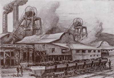 Uma mina de carvão galesa (litho) de Charles John de (after) Lacy