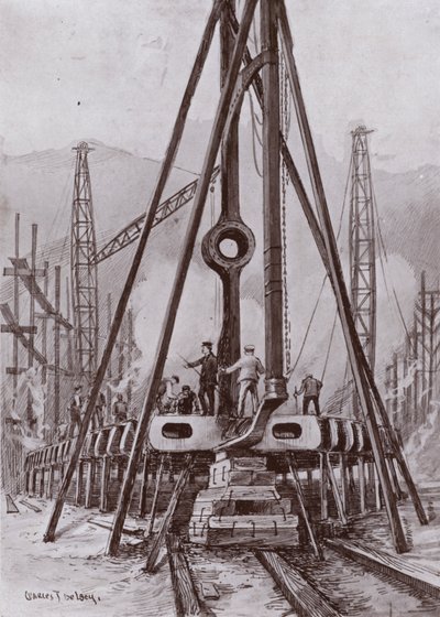 Fazer o fundo duplo de um navio (litho) de Charles John de (after) Lacy