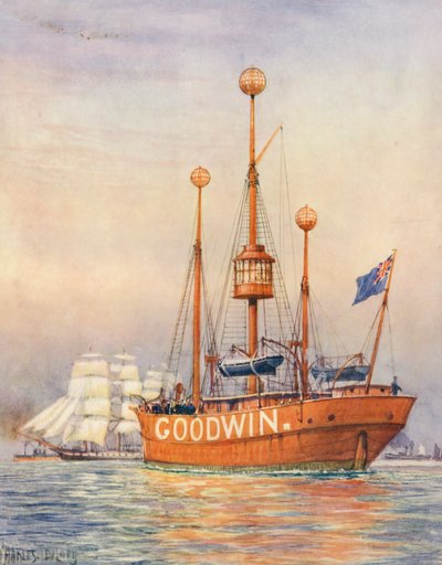 Um barco-farol (litografia a cores) de Charles John de Lacy