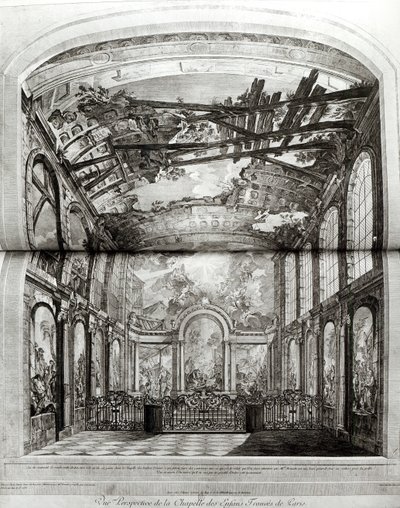 Decoração da capela do Hospice des Enfants Trouves em Paris, gravada por Etienne Fessard (1714-77) c.1750 de Charles Joseph Natoire