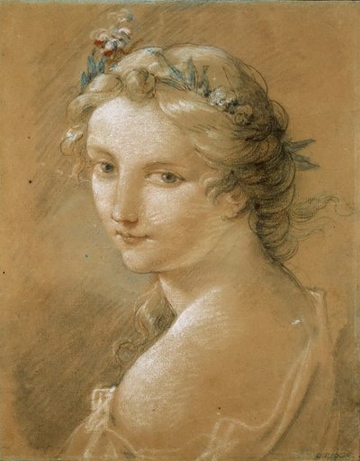 Retrato de uma jovem mulher. de Charles Joseph Natoire