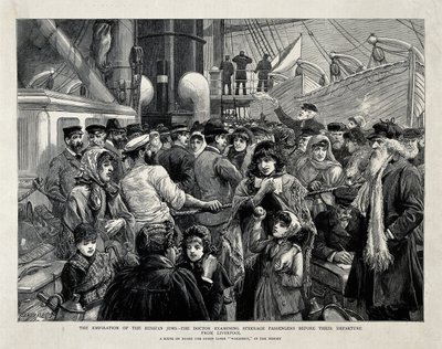 Os judeus russos examinados por um médico antes da emigração de Liverpool, 1891 de Charles Joseph Staniland