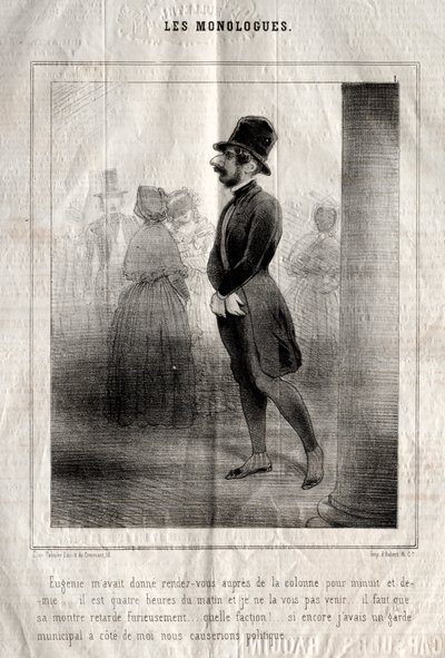 Os Monólogos: Eugénie havia me marcado com a coluna para meia-noite e meia... de Charles Joseph Traviès de Villers