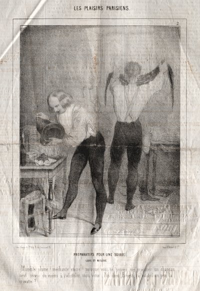 Les Plaisirs Parisiens: preparativos para uma noite. Luxo e miséria. Droga! Danadinho.... de Charles Joseph Traviès de Villers