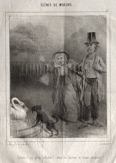 Cenas morais: Bellotte! minha pequena Bellote! Você quer deixar esse peixe feio de Charles Joseph Traviès de Villers
