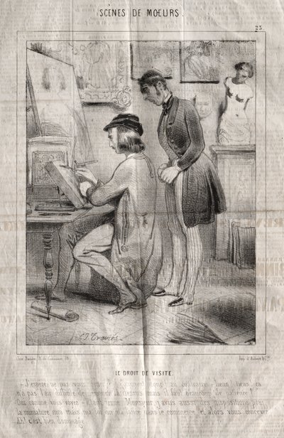 Cenas de costumes: o direito de visita. Espero não estar te incomodando?... de Charles Joseph Traviès de Villers