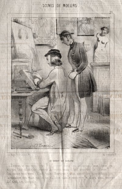 Cenas de maneiras: O direito de acesso. Espero não incomodá-lo .... de Charles Joseph Traviès de Villers