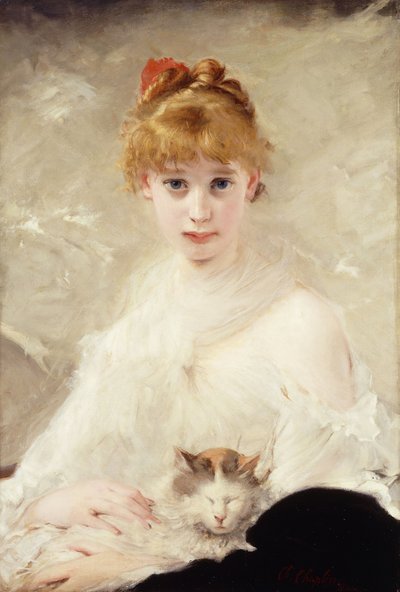 Moça com gato; A jovem gata, de Charles Joshua Chaplin