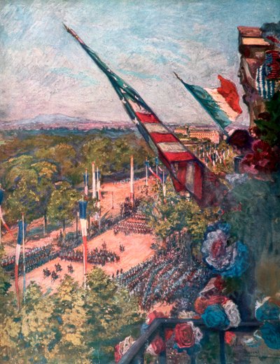 Desfile da grande vitória, Avenue de la Grand Armee, Paris, França, 14 de julho de 1919. de Charles Jules Duvent