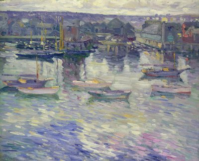 Barcos atracados, c.1919 (óleo sobre tela) de Charles Kaelin