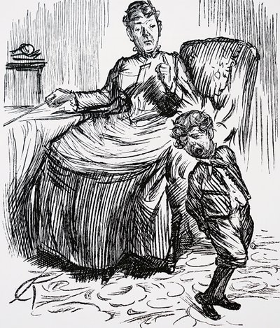 Uma mãe a castigar o seu filho maroto. de Charles Keene