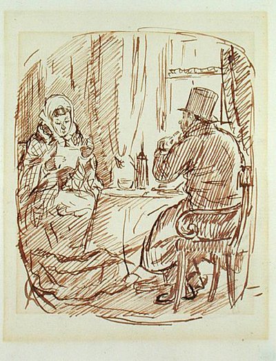 A fome do carvão (caneta e tinta marrom no papel) de Charles Keene