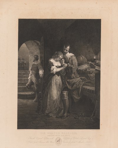 Sir Walter Raleigh pintando com sua esposa. de Charles Kennedy Burt