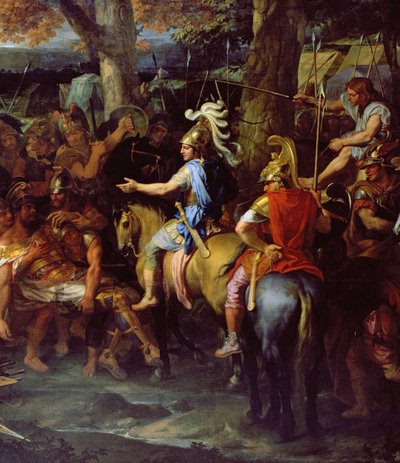 Alexandre e Porus na Batalha de Hydaspes, c.1673 (óleo sobre tela) (detalhe de 90063) de Charles Le Brun