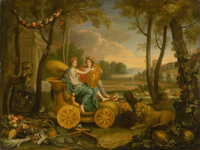Alegoria dos quatro elementos: a terra. Design para uma tapeçaria do rei Luís XIV, c. 1680 de Charles Le Brun
