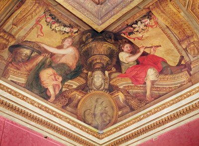 Teto do Hotel do Abade do Rio: Urania e Euterpe, 1653 de Charles Le Brun